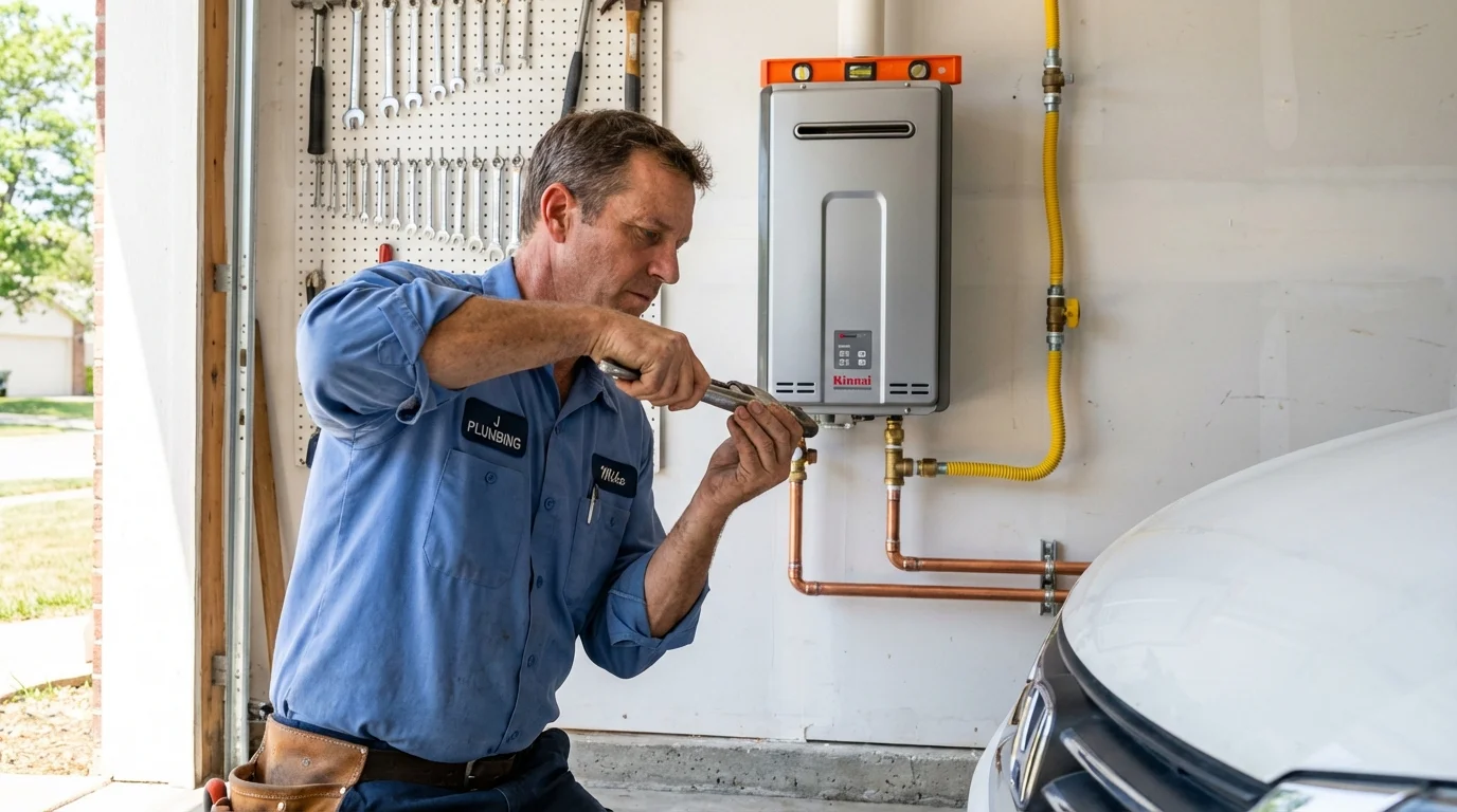 Tankless water heater installation by a Johns Plumbing LLC plumber in Charenton